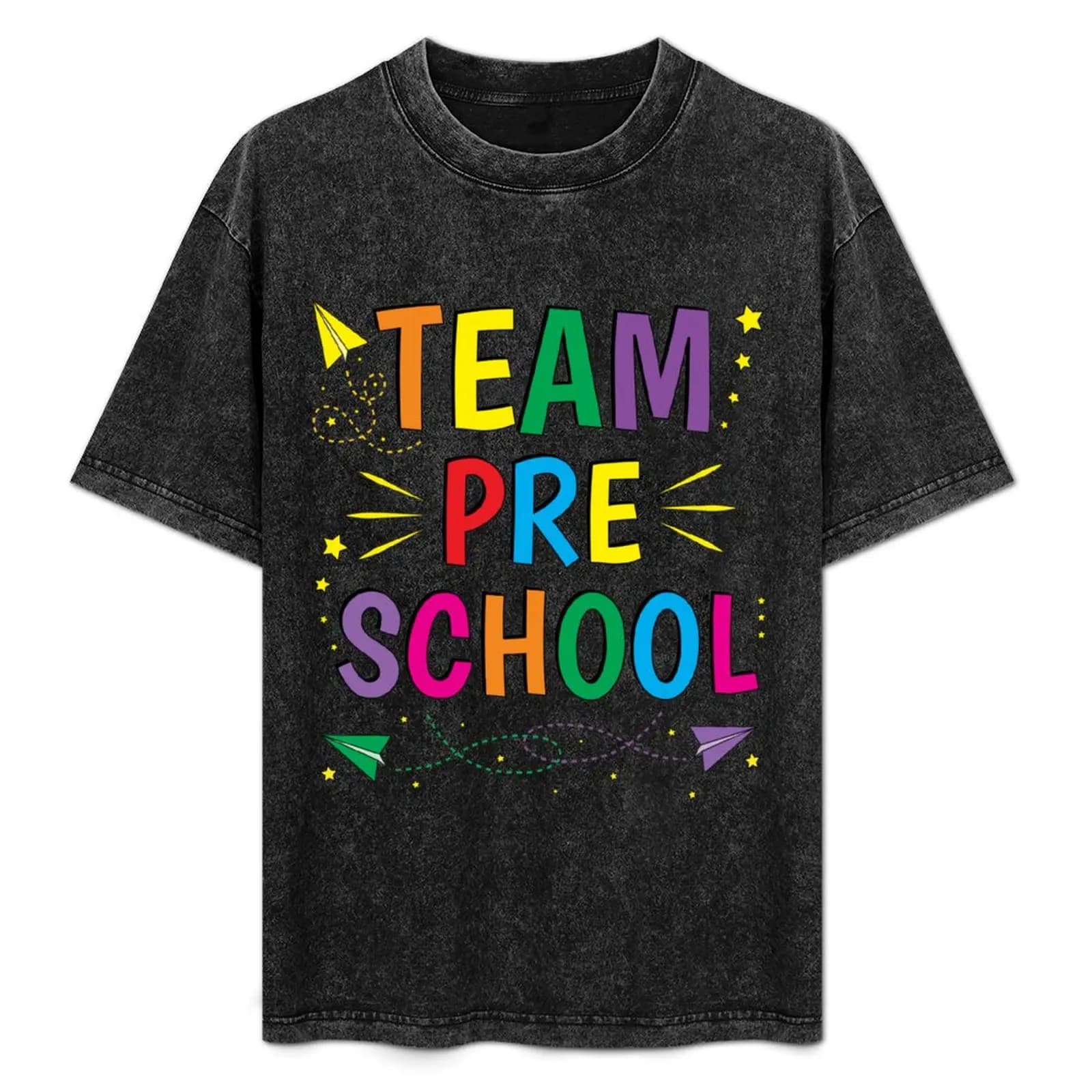 Preschool Team Pre-K Teacher Shirts Gifts T-Shirt Art Pattern Printed Casual Top