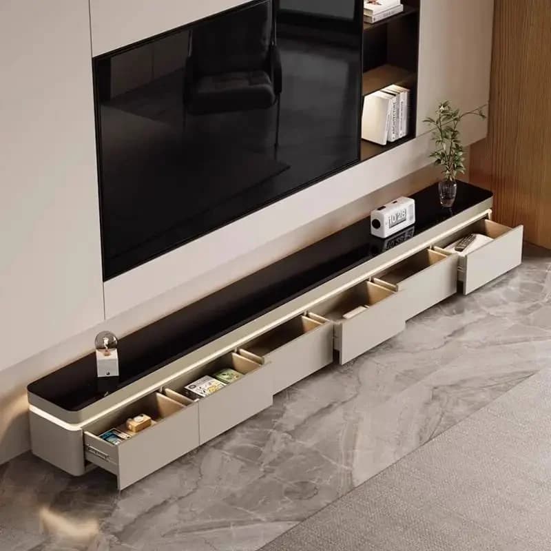 Italian Extendable Tv Cabinet Natural Classic Black Designer Tv Stands Indoor Saving Long Mueble Televisor Furniture For Home