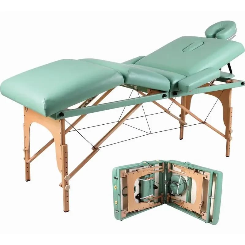 for Four Section Folding Wooden Massage Table Beauty Bed Adjustable Tattoo Bed Spa Table