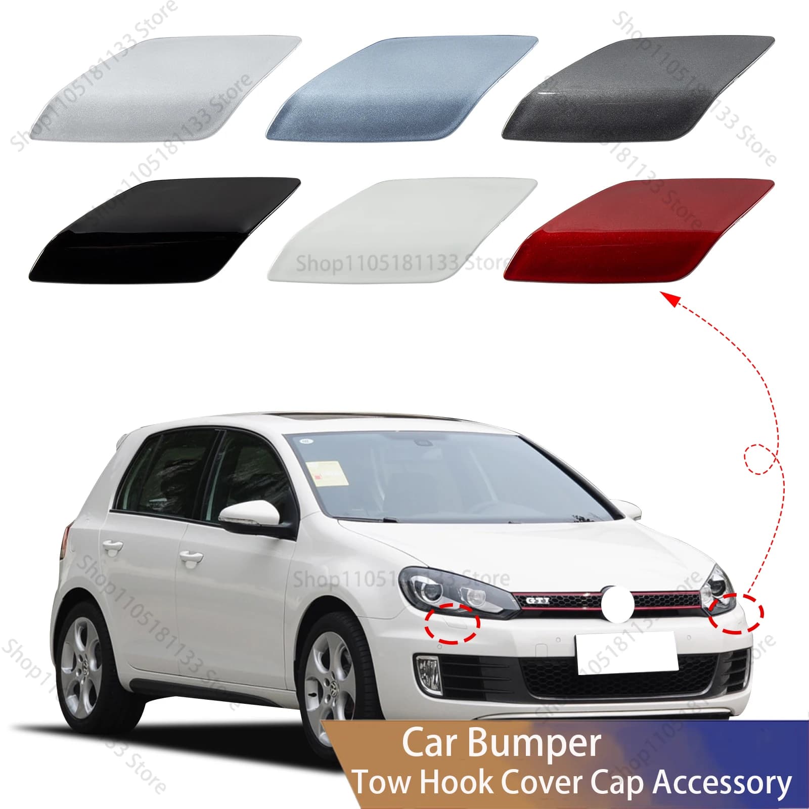 For VW Golf VI MK6 GTI Front Bumper Headlight Washer Cover Cap Replacement Fits 2009-2012 Models Set 5K0955109A & 5K0955110A