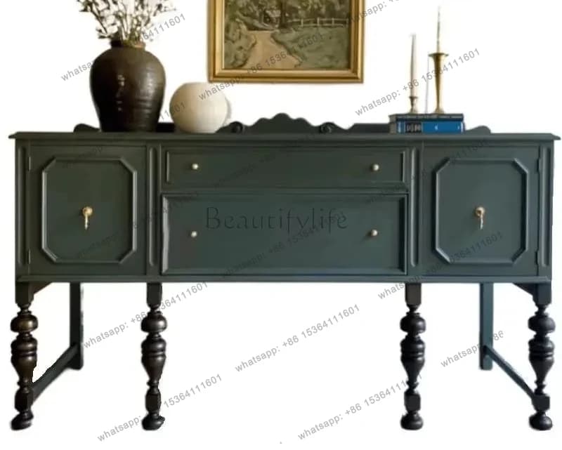 LXAmerican solid wood porch cabinet/retro living room decorative cabinet/French dining edge partition storage cabinetSSS