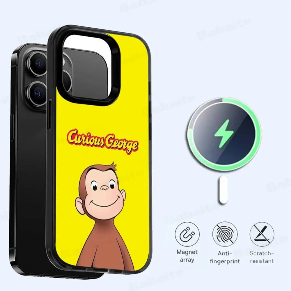 Lovely Curious G-George Monkey For Magnetic Wireless Phone Case For IPhone 17 16 15 14 13 12 11 Pro Max Plus Mag Phone Cover