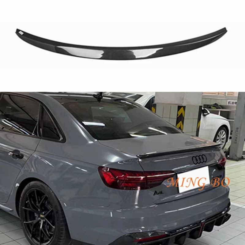2017-2019 FRP Forged carbon FOR AUDI A4 S4 B9 Sedan   Carbon fiber Rear Spoiler Trunk wing