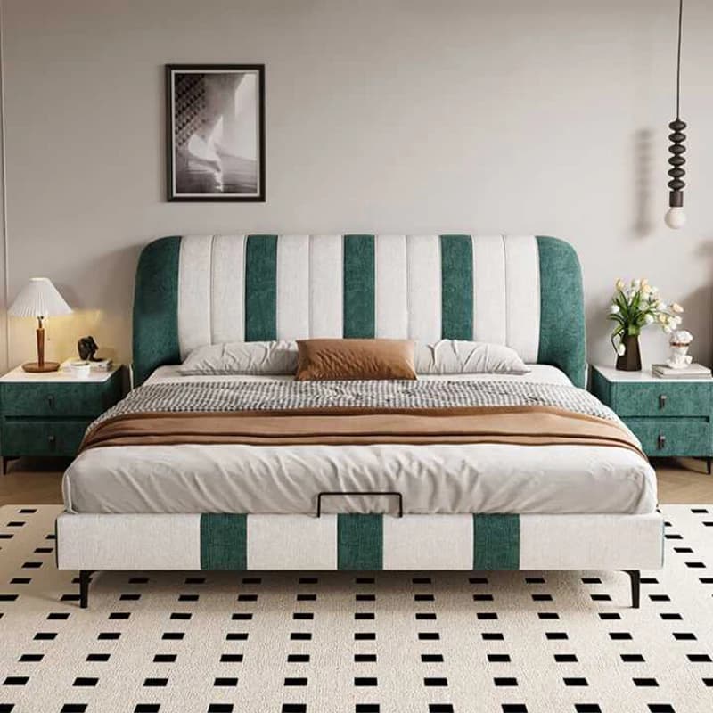 #For Modern High Quality Fabric Bed Set Furniture Bedroom American Retro Style Soft King Bed Frame Wholesale Designer Wooden