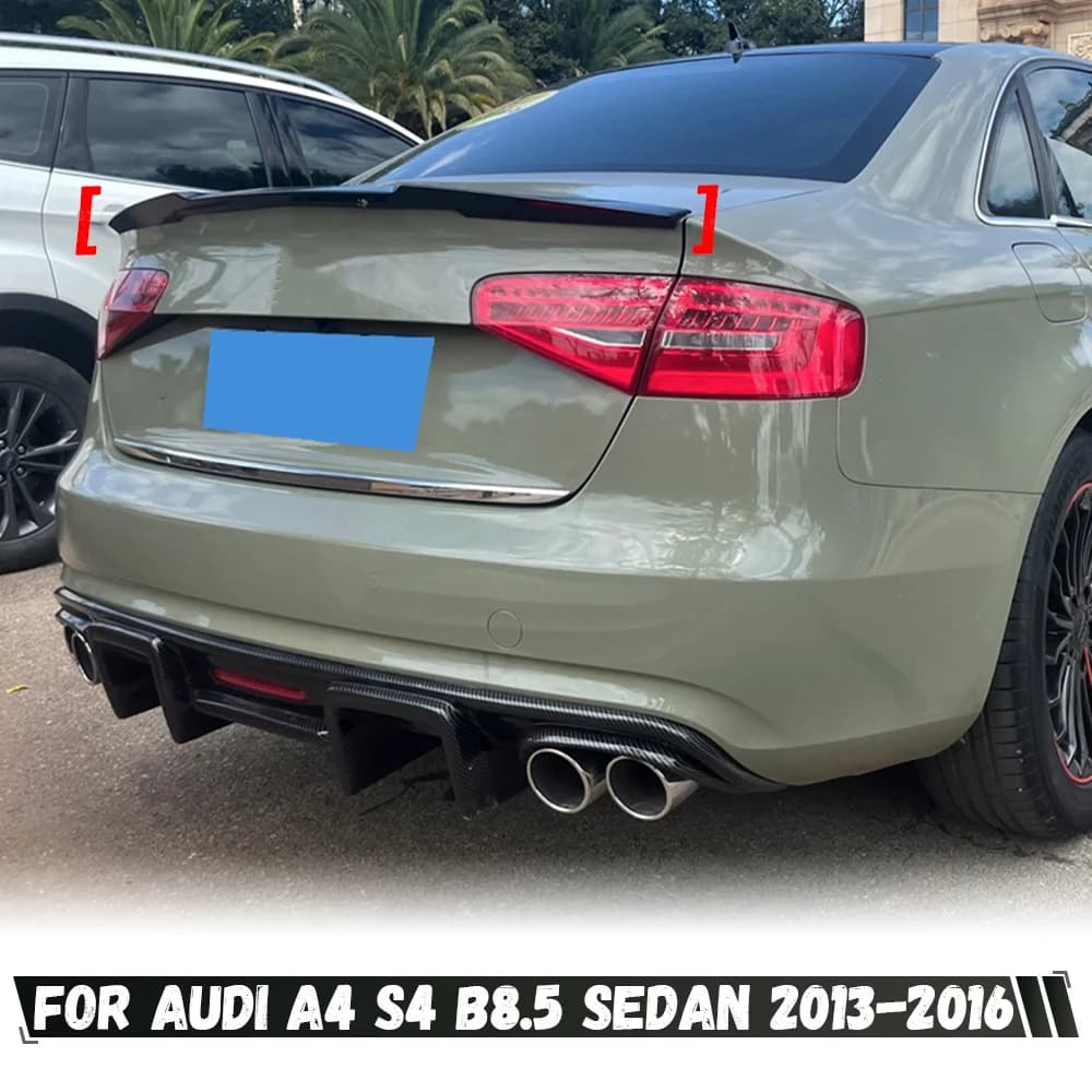 For Audi A4 S4 B8.5 Sedan 2013 2014 2015 2016 Gloss Black Rear Trunk Boot Lip Spoiler Wing Rear Roof Lip Cap Spoiler
