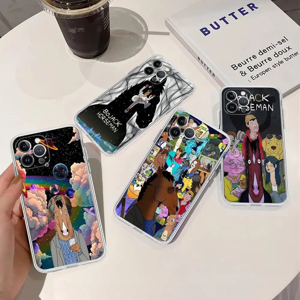 B-BoJack Animation H-Horseman TPU Silicone Case For IPhone 11 12 13 14 15 16 17 Pro Max Shockproof Clear Back Cover