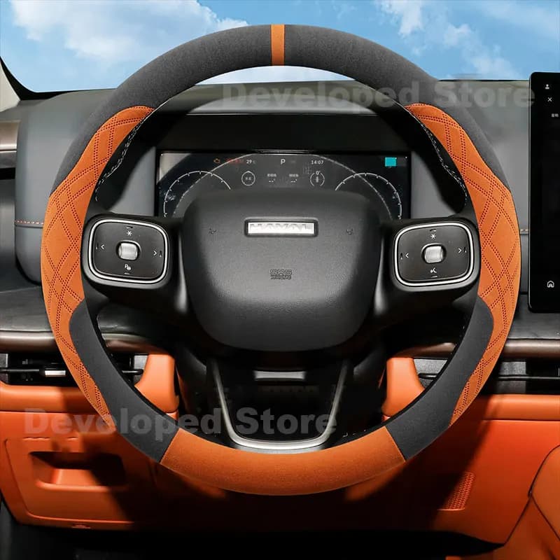Suede Warm Car Steering Wheel Cover For GWM HAVAL H9 2025 2026 MK2 Heating Steering Cover Auto interior HAVAL H9 Accessories