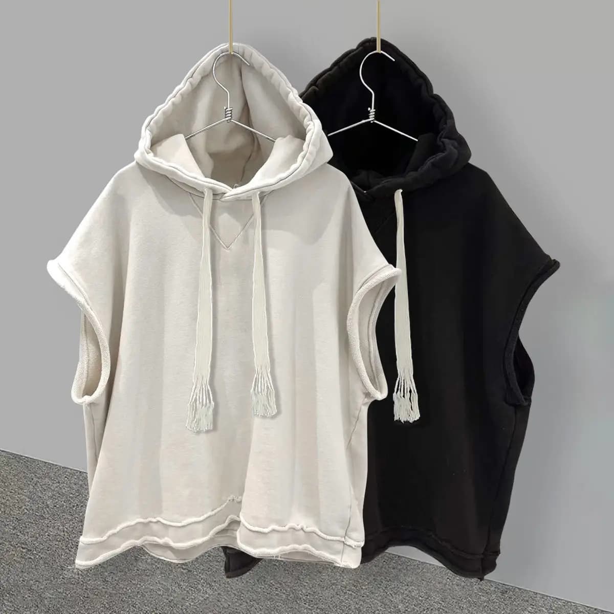2026 New Summer Men's Solid Color Hooded Sleeveless T Shirt Fashion Trendy Ins Style Casual Versatile Loose Waistcoat Tank Tops