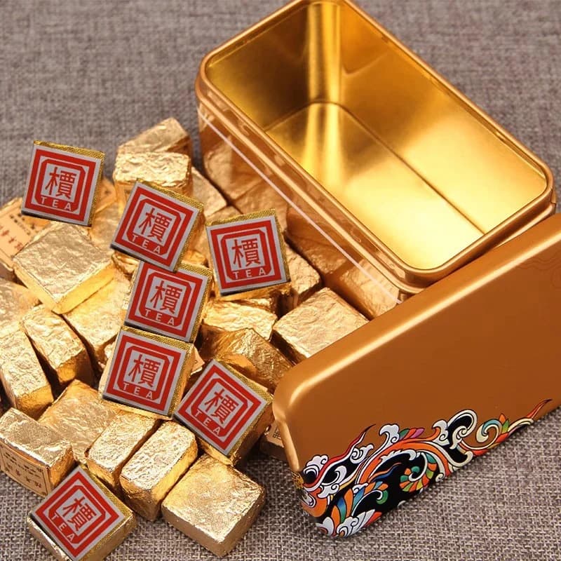 High End Customization Chinese Style YunNan Puer Pu'er Small Brick Horseshoe Mouth Iron Box 250g/500g Sealed Saving Ornament Box