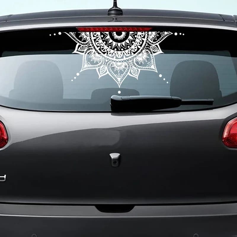 Mandala Car Decal Half Mandala Vinyl Sticker For Car Boho Mandala Flower Meditation Decal Flower Car Sticker MT45