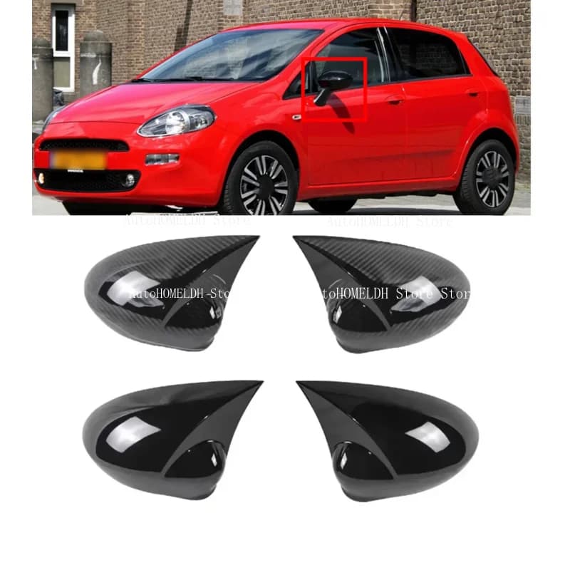 Car Rearview Side Mirror Cover  Wing Cap  Fit For Fiat Punto 500 2009-2018Sticker Door Rear View Case Trim Carbon Fiber Look