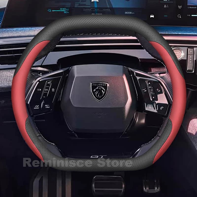 Leather Car Steering Wheel Cover for Peugeot 3008 e3008 GT Sport GT Hybrid 2021-2026 Auto Steering Wheel Peugeot 308 Accessories