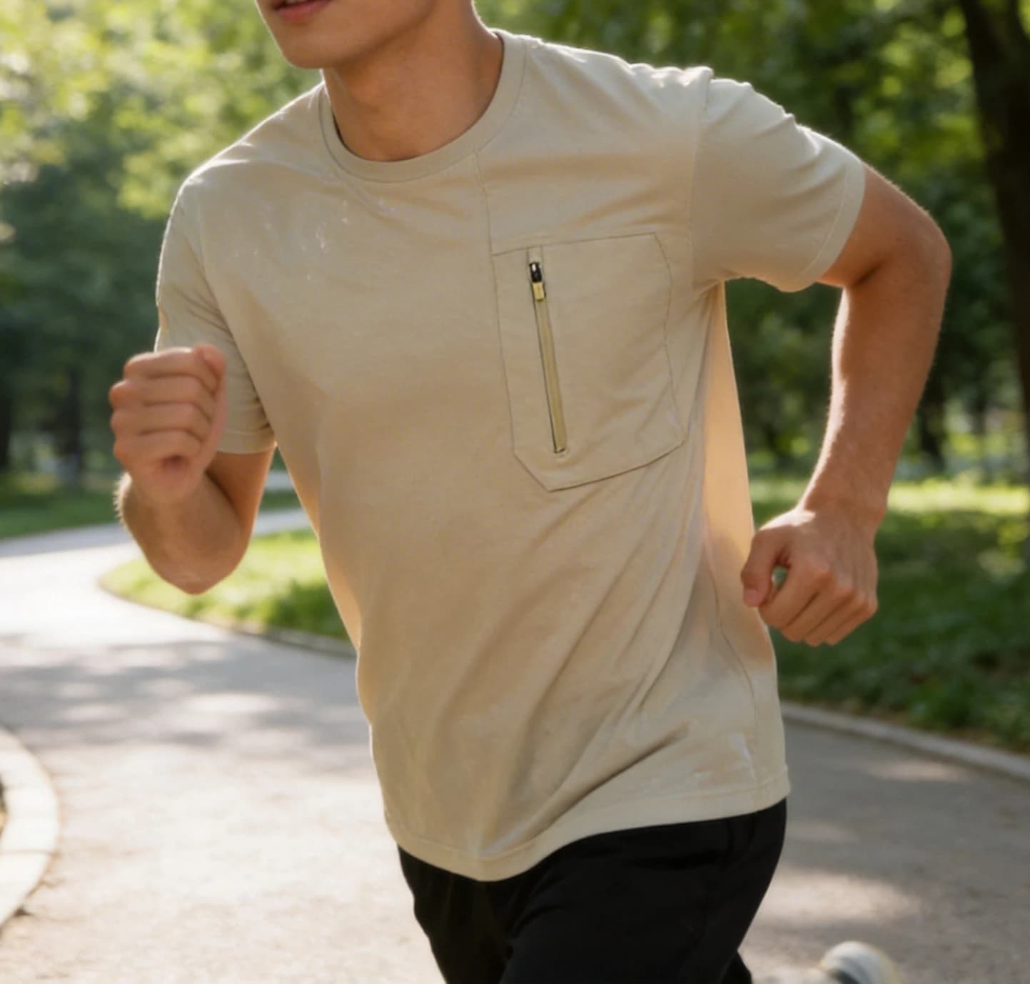 2026 Summer Ice Thin Short Sleeve T-Shirt Men's Loose Casual Pocket Top
