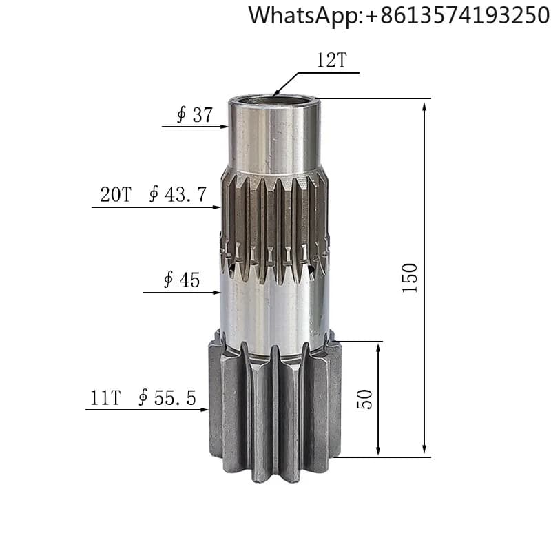 Hitachi ZX17U-2 Mini Excavator Swing Motor Vertical Shaft Gear 11/20 Teeth Compatible with Mini Excavators