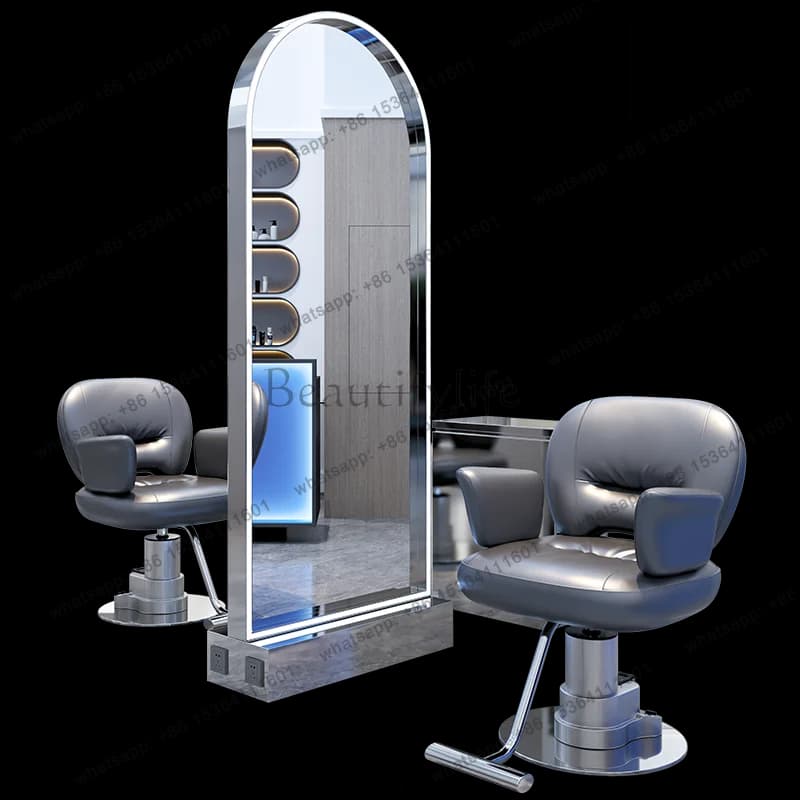 56Italian Light Luxury Barber Mirror Modern Business Furniture Hair Salon Double-Sided Mirror