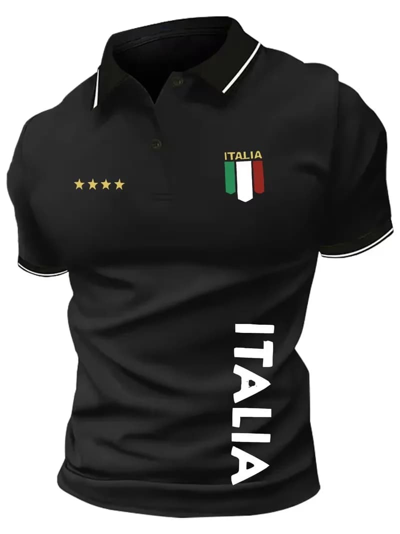 Italian flag 3D Printed Men's Polo Shirt Summer Street Daily Holiday Casual sports Daily Short sleeved Polo Shirts Men Clothing