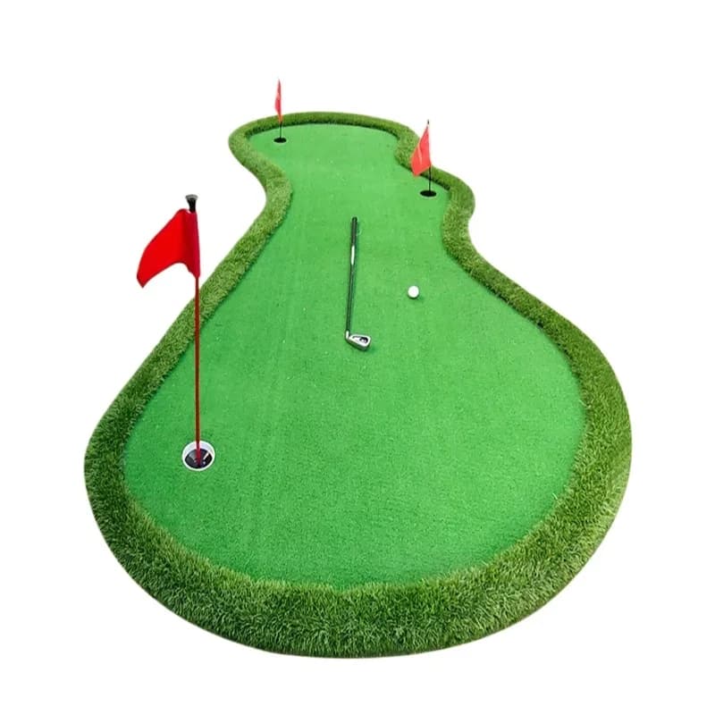 Double Ramp Green Golf Indoor Office Putting Machine, Practice Blanket Training Mat