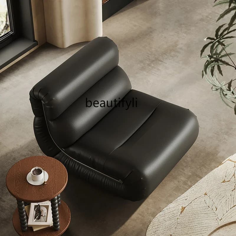 Medieval ramen rocking chair small apartment designer imported cowhide sofa can lie down and sleep
