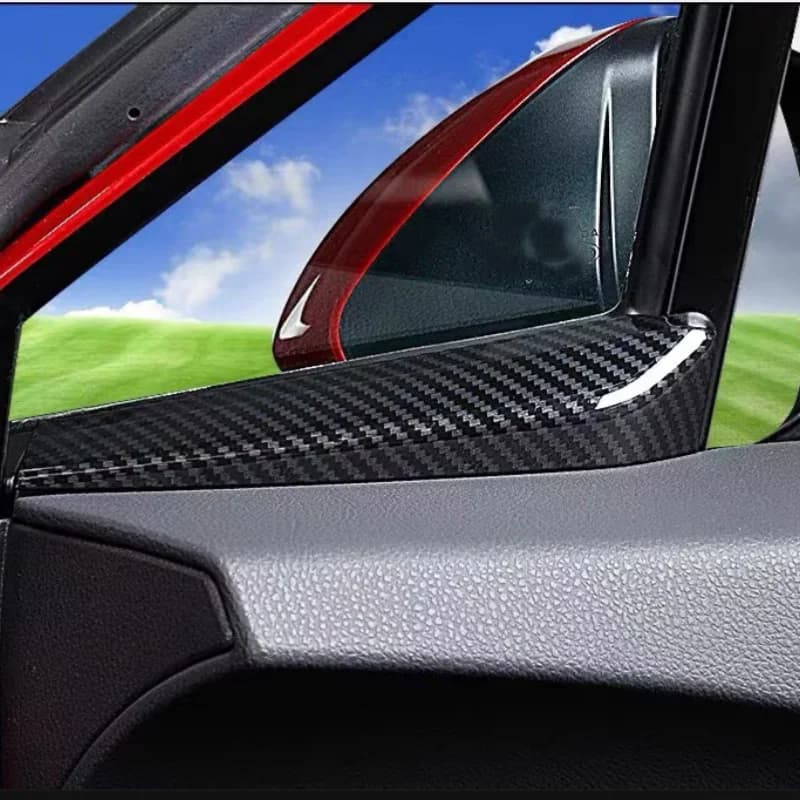 Fit For Toyota bZ4X  2022 -2024 Car Front Door A Pillar Decoration Strips ABS Carbon Fiber Styling Molding