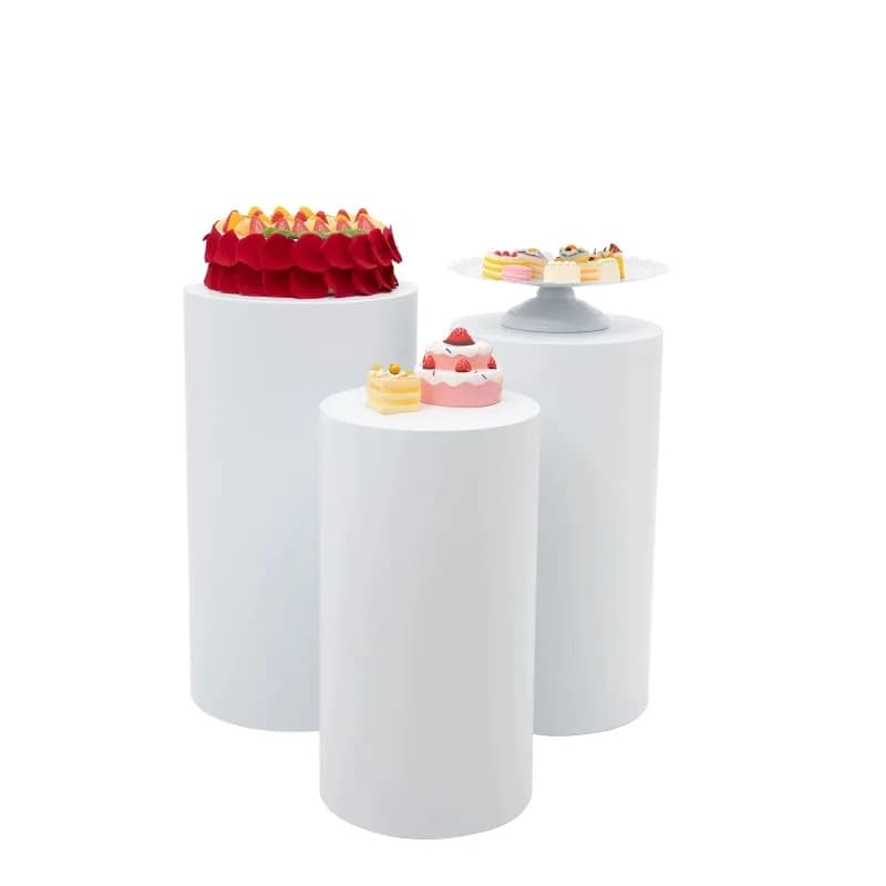 for Weddings and Celebrations Set of 3 White Flower Vases for Centerpieces and Displays - Column Shape, Durable Stands