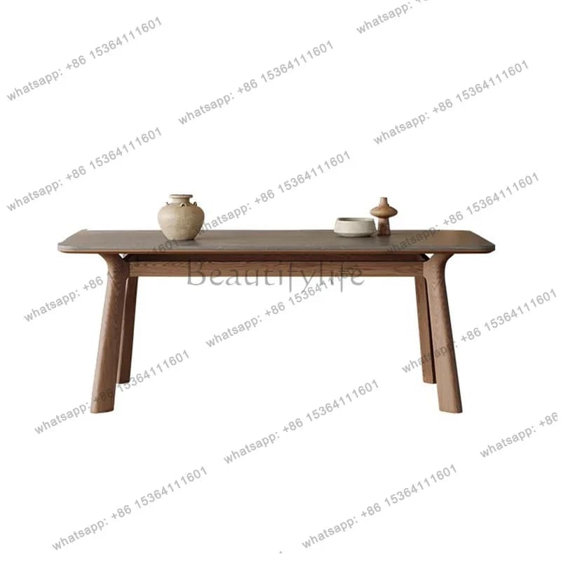 Wabi Sansan Solid Wood Slate Dining Table Modern Simple North American Ash Wood Light Luxury Rectangle Dining Table