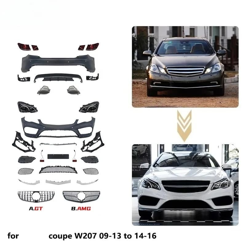 Restart Full Body Kit Old to New  for  E Coupe W207 09-13 Up to 14-16 Include Front Rear Bumper Assembly Grille