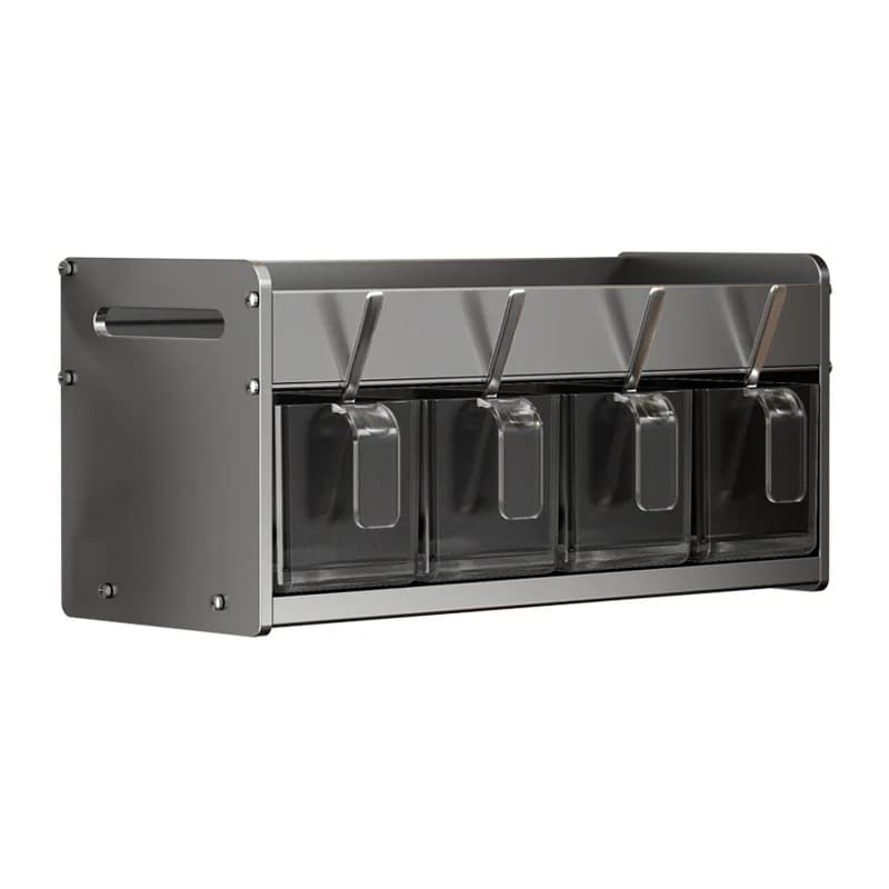 Multifunctional wall-mounted non-punching seasoning rack storage box oil, salt, sauce and vinegar storage rack