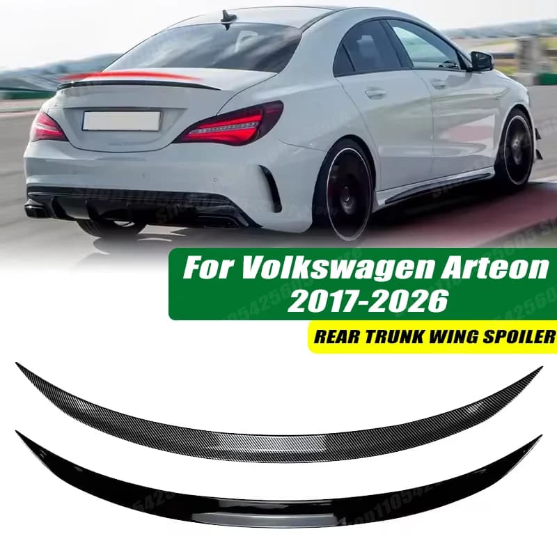 120cm 5D Carbon Look Rear Boot Trunk Spoiler Lip Stick-On Decorative Rear Wing For Volkswagen Arteon 2017-2026 Car Accessories