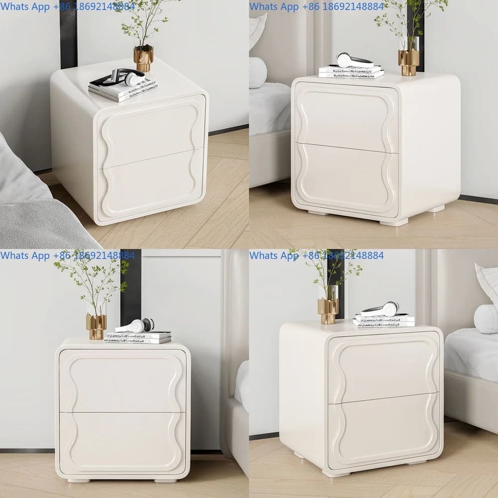 2025 New Cream Style Home Bedside Cabinet Minimalist Bedroom Side Storage Cabinet for Small Apartments Easy Assembly
