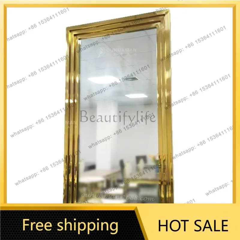 LS stainless steel entrance mirror rectangular bathroom bathroom background wall frame wall-mounted glass mirror