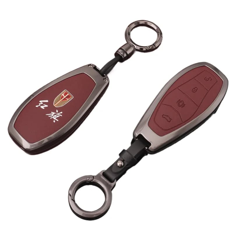 Premium Zinc Alloy Key Cover Case for Hongqi H5/H7/HS5/HS7 - Protective Key Fob Shell Keybag Keychain