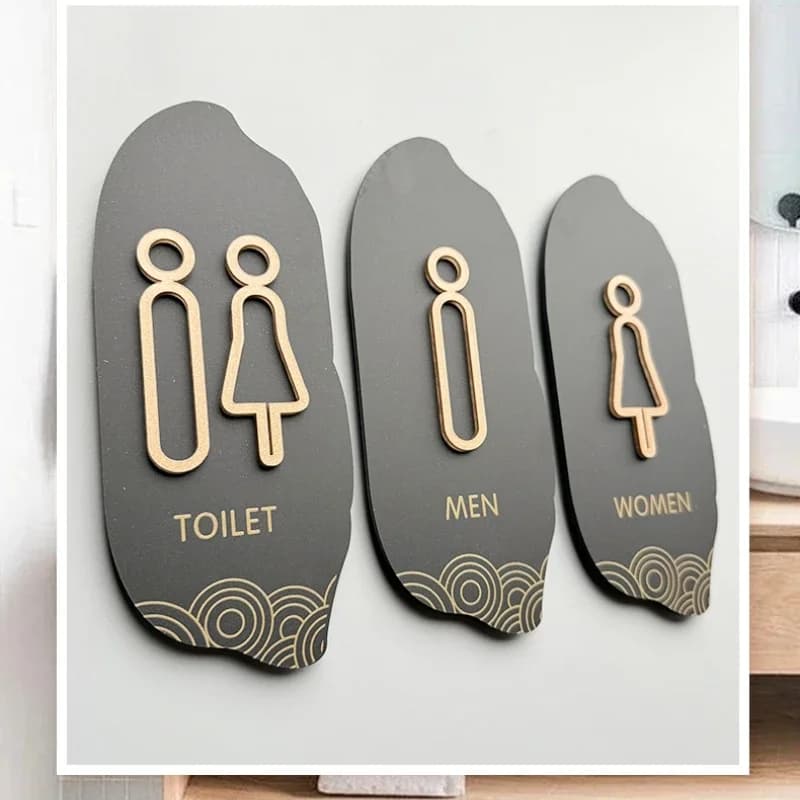 Men's and Women's Washroom Signage Acrylic Signage Toilet Bathroom Signage Warm Tips Stickers Door Signs Mall Restaurant Hotel