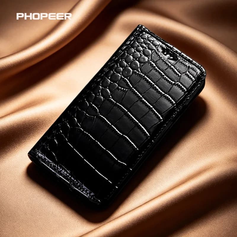 Luxury genuine leather Crocodile pattern case for OPPO Reno 15 14 13 12 11 10 9 8 F Pro Max 5G 4G flip magnetic phone case