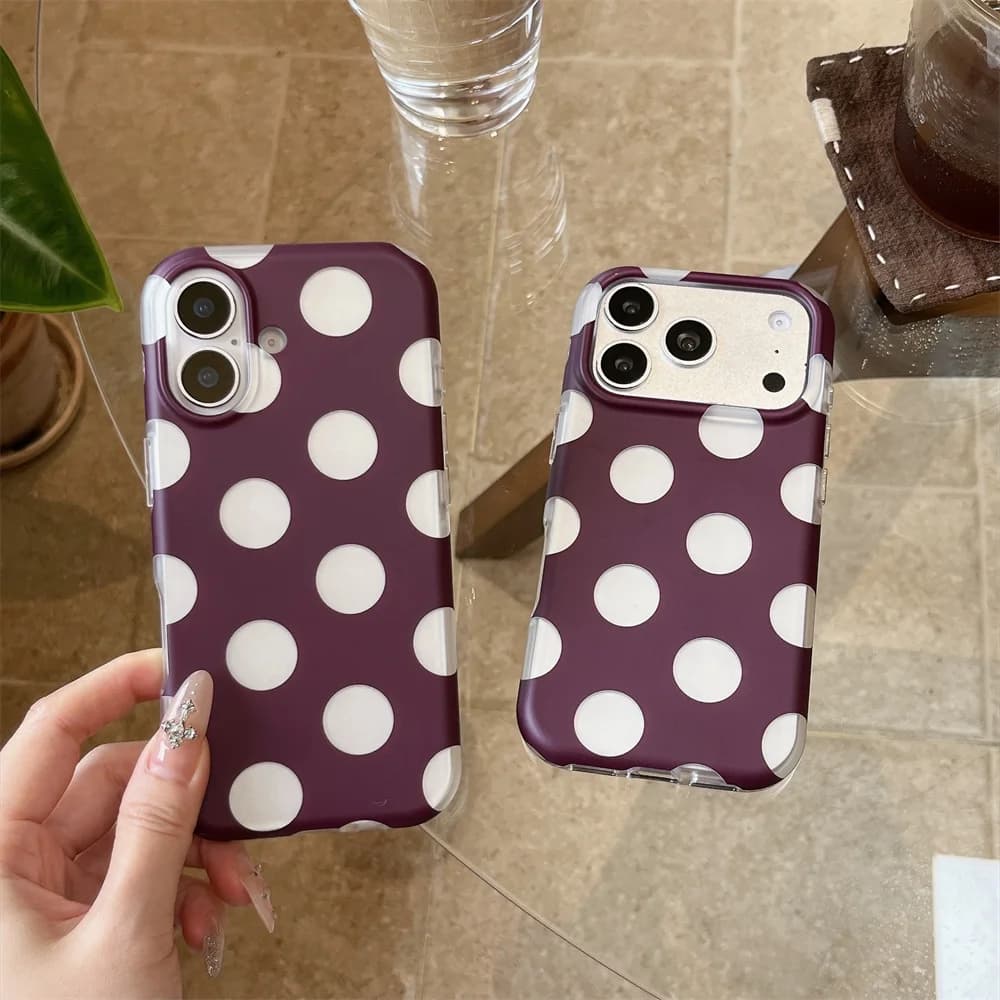 Kawaii Cartoon Red wine Dots Print Phone Case For iPhone 18 Pro Max 18 Pro 17 16 15 Cute Anti Drop Full Lens Protection Cover