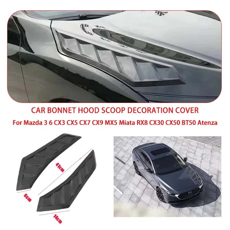 2 Pcs Gloss Black For Mazda Hood Vents Bonnet Cover Rubber Front Bonnet Vent car decorations