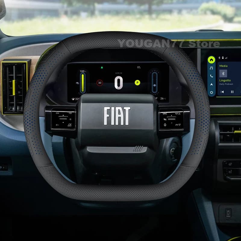 Leather Car Steering Wheel Cover For Fiat Grande Panda 2025 Covers For Covers Auto Interior Fiat Grande Panda Accessories 2025