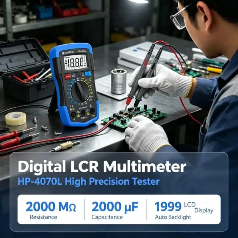 4070L Digital LCR Multimeter Resistance Capacitance Inductance Tester hFE Handheld LCD Backlight for Electrical Repair Tool