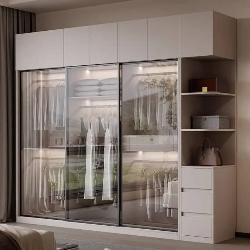 Cheap Glossy Wardrobes European Modern Luxury Wooden Bedroom Wardrobes Space Saving Storage Armarios De Ropa Furniture For Home