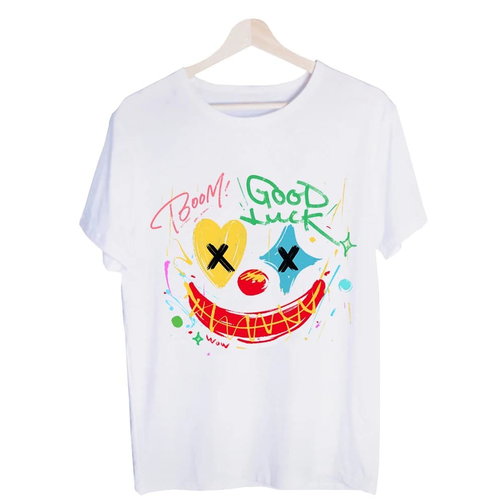 Men's Clown Face Graphic Tee, Short Sleeve Crew Neck T-Shirt for Streetwear Style and Casual Outfits
