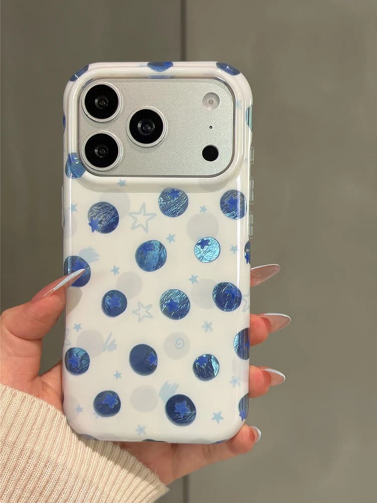 Ins Water Ripple Blueberry Pattern Phone Case For iPhone 17 Pro Max 16 15 Shockproof Protective IMD TPU Back Cover
