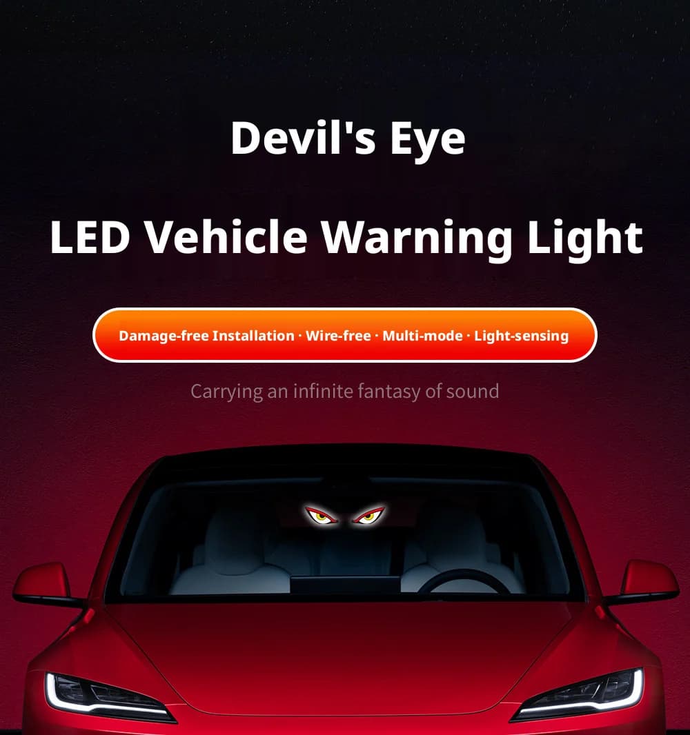 New Cartoon Devil's Eye Dynamic Blinking Solar Decorative Light Flexible LED Warning Light Car Rear Window Light Car Accessories