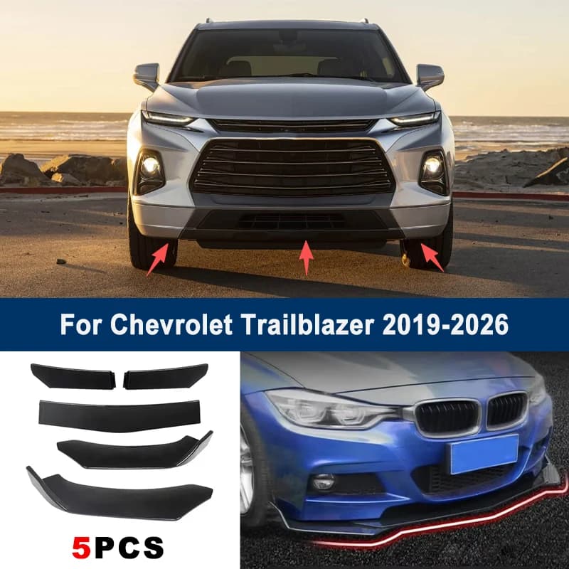 5Pcs Adjustable Sectional Front Bumper Lip Spoiler Splitter For Chevrolet Trailblazer 2019-2026 Car Exterior Modification Parts