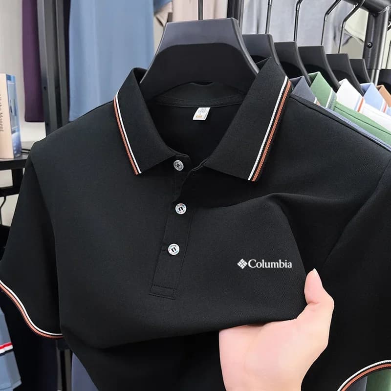 Men's Summer Polo Shirt Short Sleeve Collared Letter Print Casual Breathable Premium Quality Tops