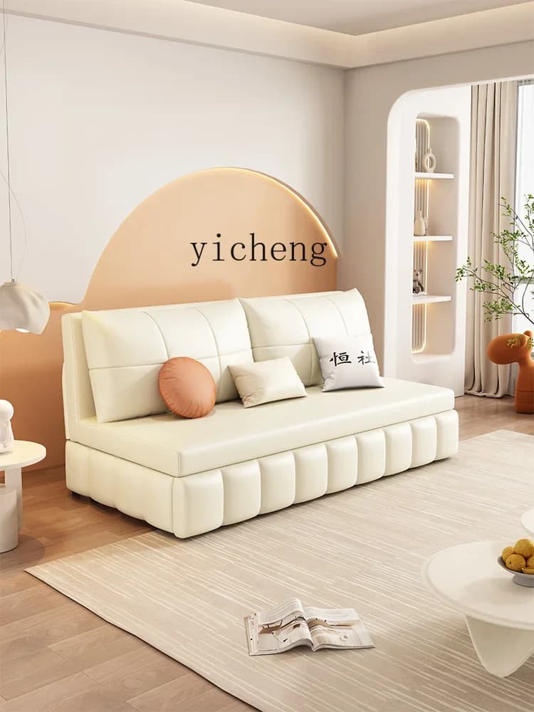 y8-Cat's Paw Flannel Net Red Cream Style Sofa Bed Foldable Multi-Functional Push-Pull Non-Armrest Dual-Use Small Apartment