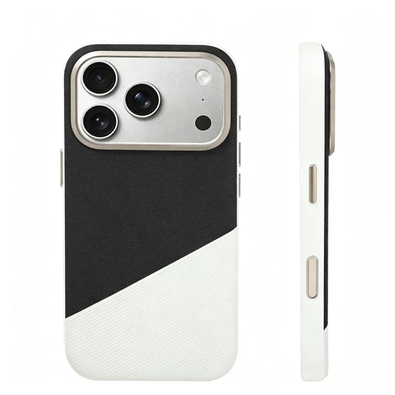 Spliced Color‑Block Original Magnetic PU Leather Case for iphone 18Pro 17Pro 17Pro Max For Magsafe Metal Lens Frame Back Cover