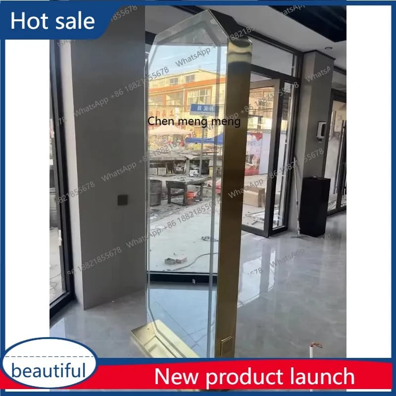 A17 Double Side Salon Luxury Gold Metal Framed Hair Dressing Mirror Full Length Floor Standing Barbershop Mirror