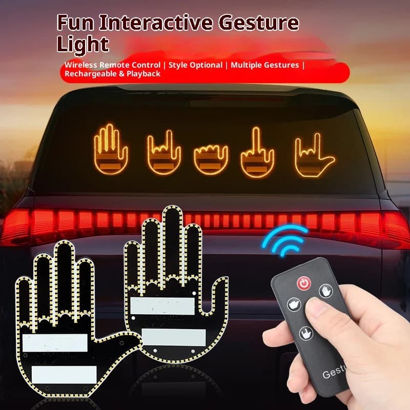 Car gesture control LED lights, interactive palm warning lights, rear car anti-rear-end collision safety reminder lights