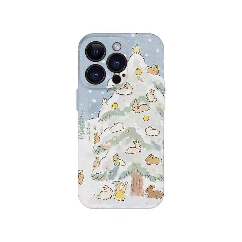 Blue Christmas Eve Fairy Tale Little Rabbit Phone Case for IPHONE 17Air 16E 15PROMAX 13 12 MINI 11 16Plus XR Acrylic Phone Cover