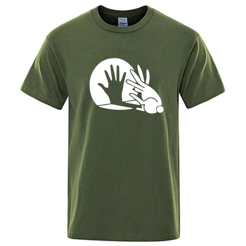 Men's Smiling Face Shadow Puppet Pattern Printed Casual Summer Loose Round-neck Men's T-shirt Top