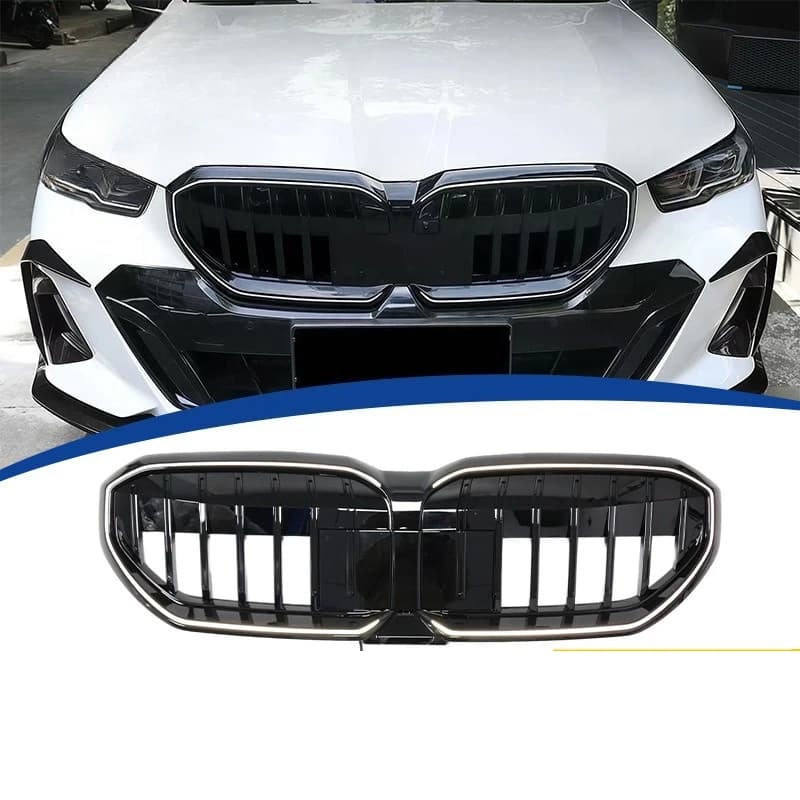 For 2024 BMW G60 G68 Single Bar Illuminated Glow Front Grille Frame Gloss Black Trim Exterior Styling Car Accessories Auto Parts